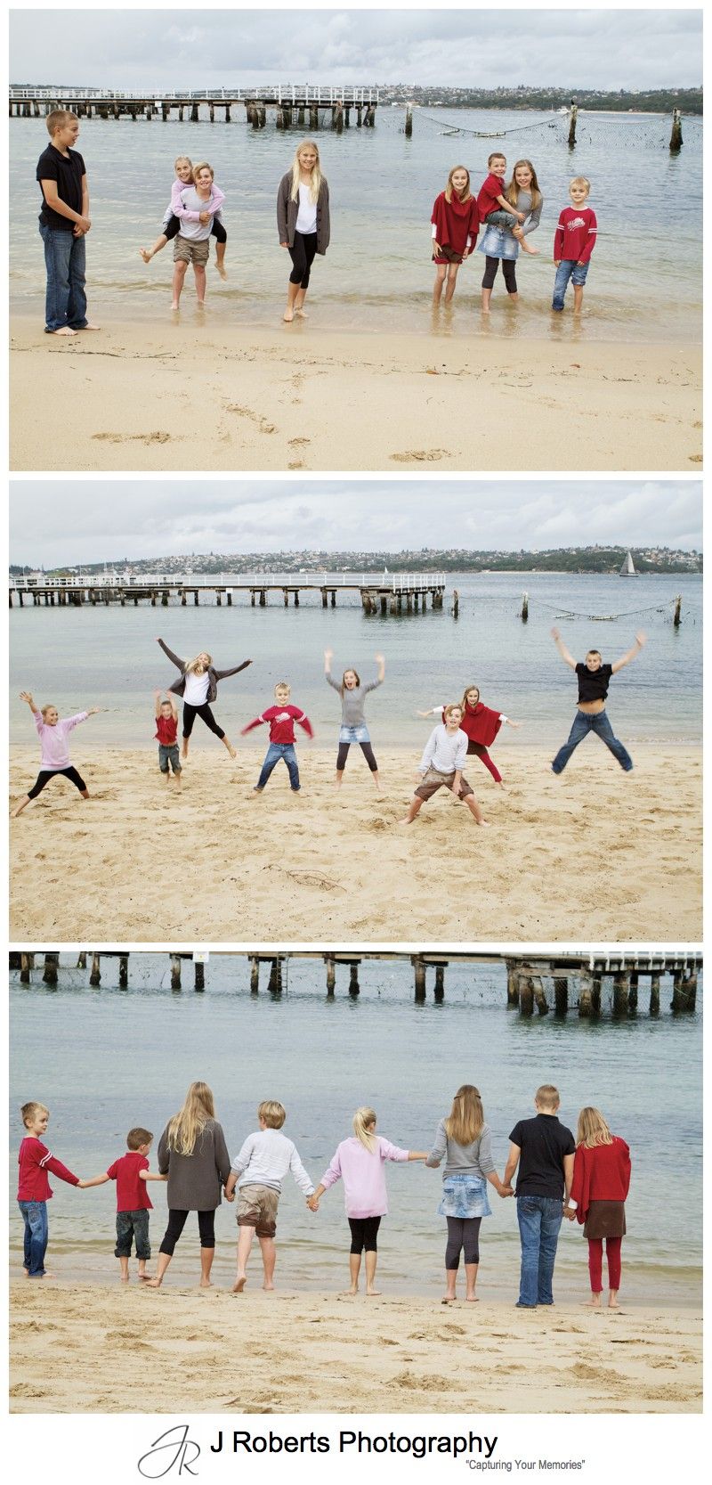 Kids being crazy on Clifton Gardens Beach - sydney family portrait photography